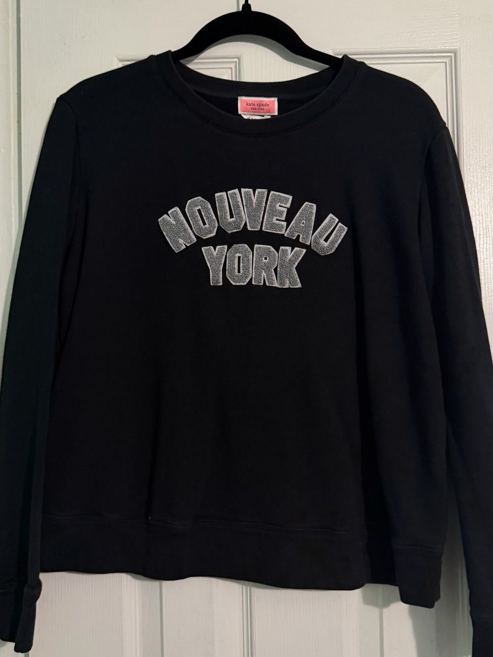 kate spade Black 'Nouveau York' Embroidered Crewneck Sweatshirt